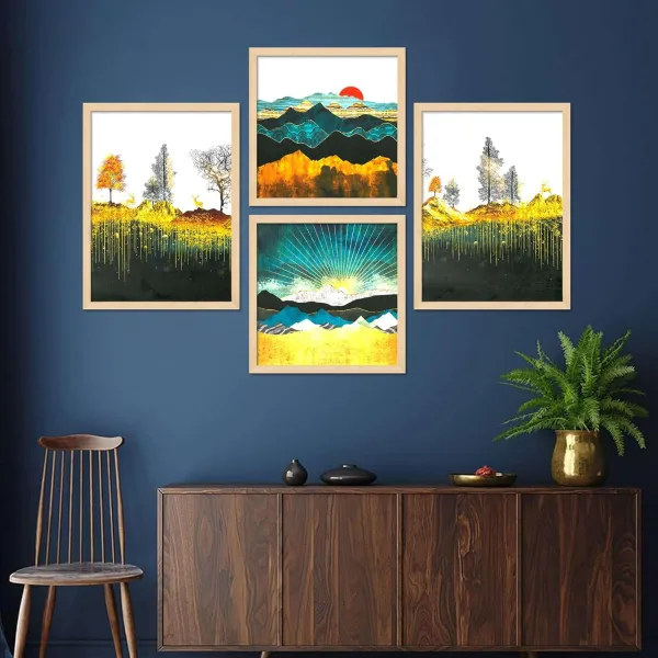Framed Painting Set of Four for Wall Painting Decoration