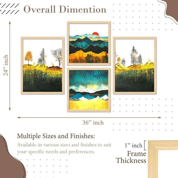 Framed Painting Set of Four for Wall Painting Decoration