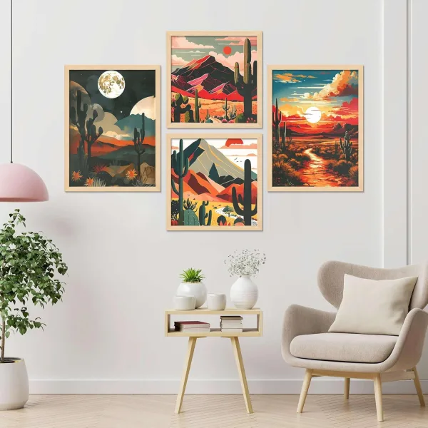 Framed Painting Set of Four for Wall Painting Decoration