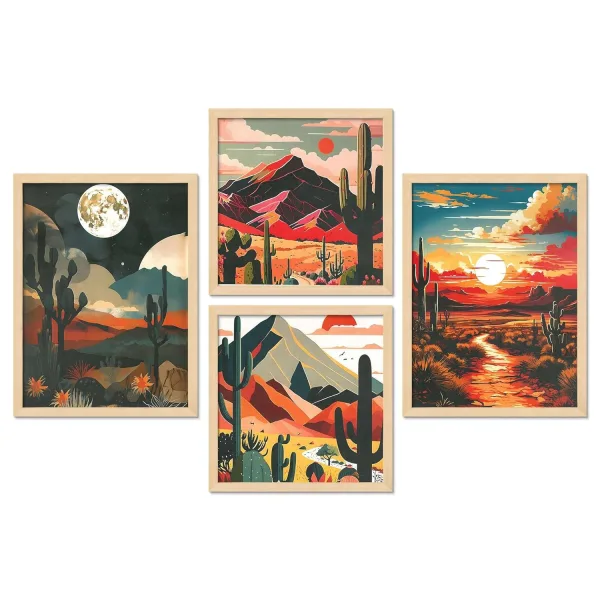 Framed Painting Set of Four for Wall Painting Decoration