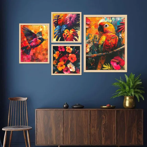 Framed Painting Set of Four for Wall Painting Decoration