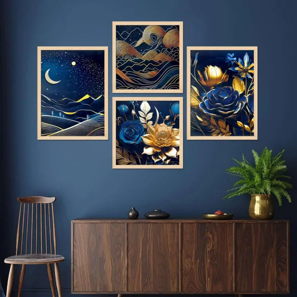 Framed Painting Set of Four for Wall Painting Decoration