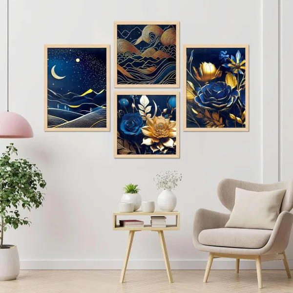 Framed Painting Set of Four for Wall Painting Decoration