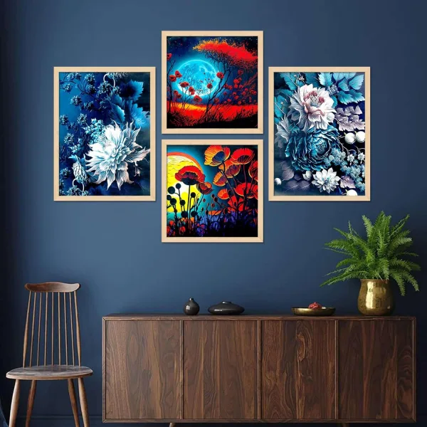 Framed Painting Set of Four for Wall Painting Decoration