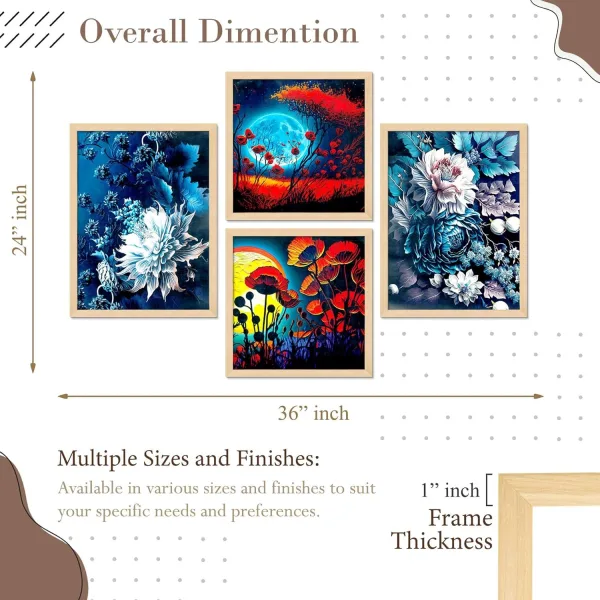 Framed Painting Set of Four for Wall Painting Decoration