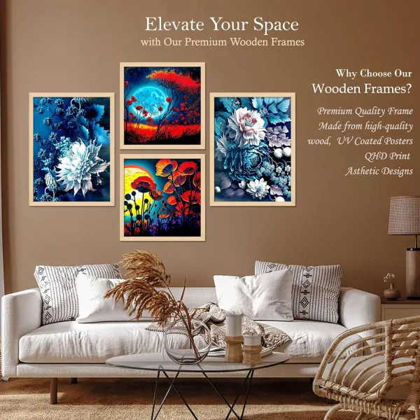 Framed Painting Set of Four for Wall Painting Decoration