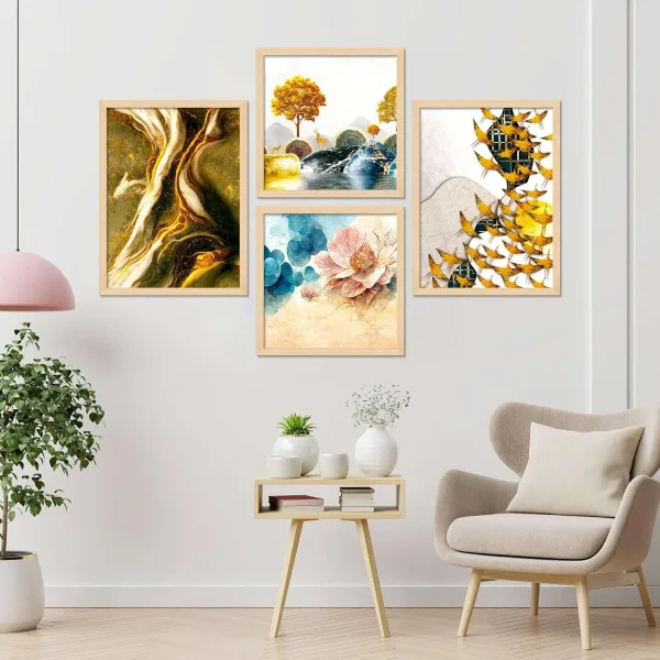Framed Painting Set of Four for Wall Painting Decoration