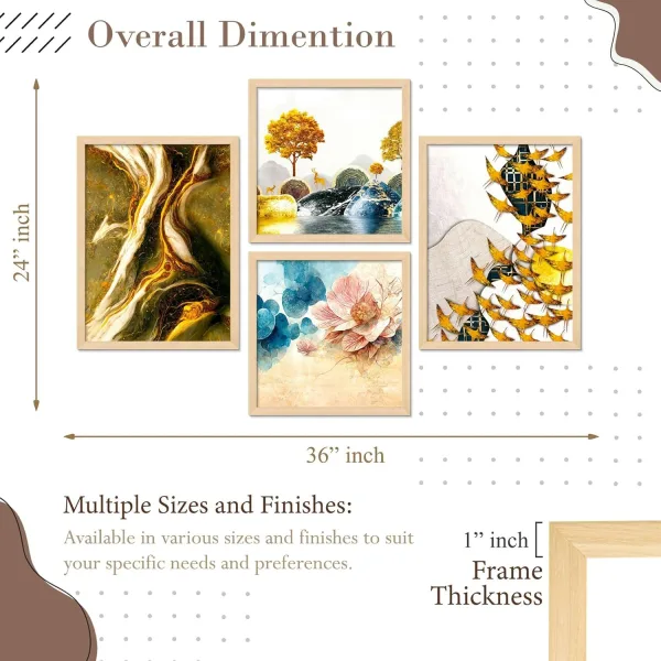 Framed Painting Set of Four for Wall Painting Decoration