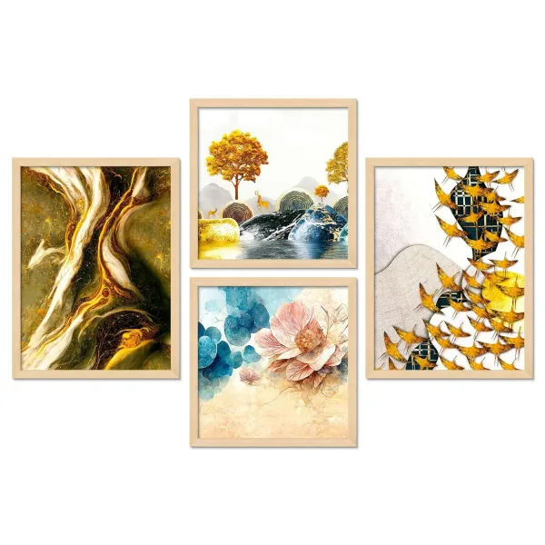 Framed Painting Set of Four for Wall Painting Decoration