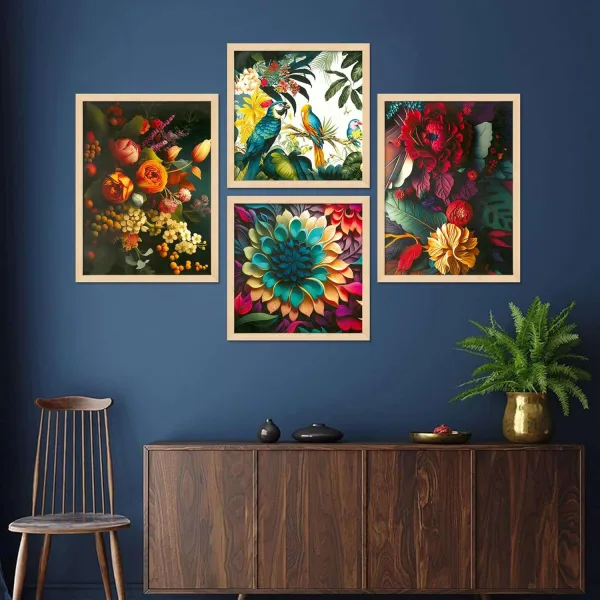 Framed Painting Set of Four for Wall Painting Decoration