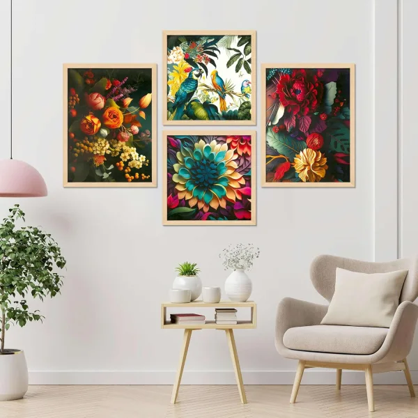 Framed Painting Set of Four for Wall Painting Decoration