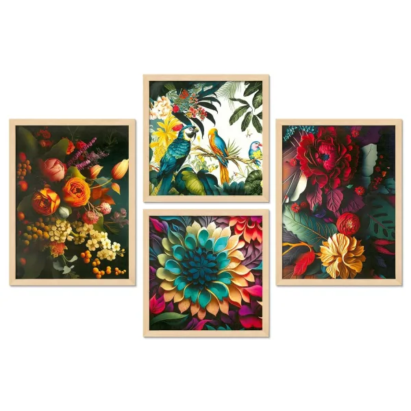 Framed Painting Set of Four for Wall Painting Decoration