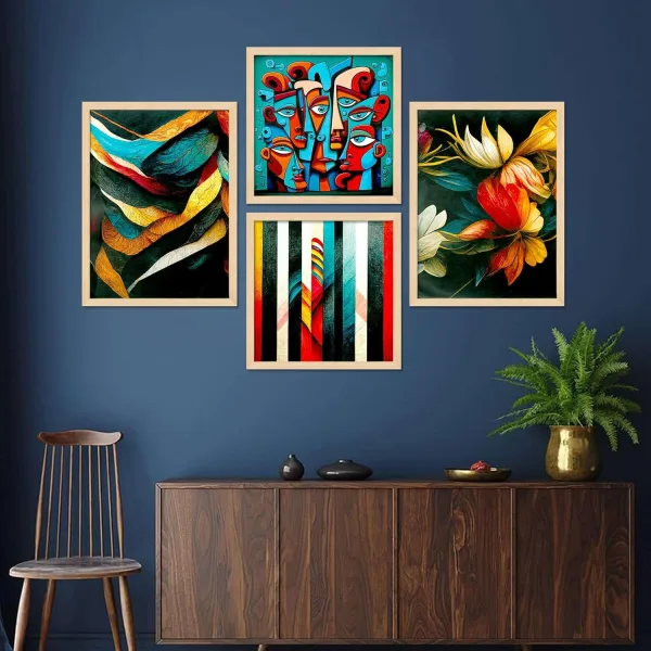 Framed Painting Set of Four for Wall Painting Decoration