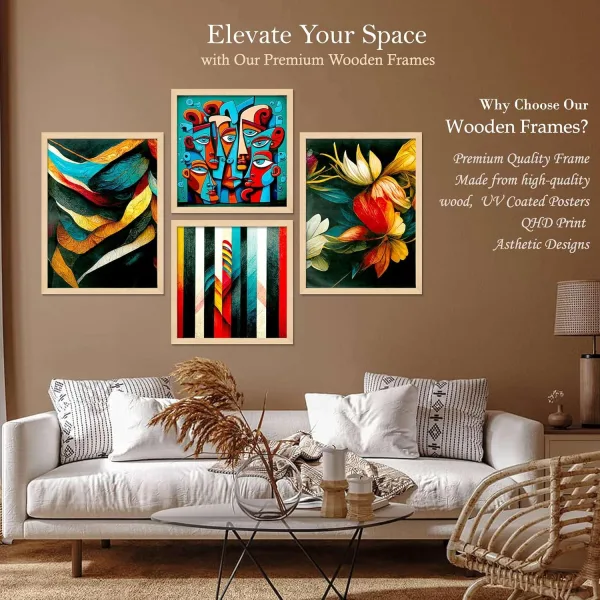 Framed Painting Set of Four for Wall Painting Decoration