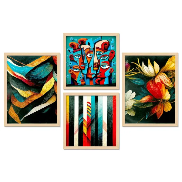 Framed Painting Set of Four for Wall Painting Decoration