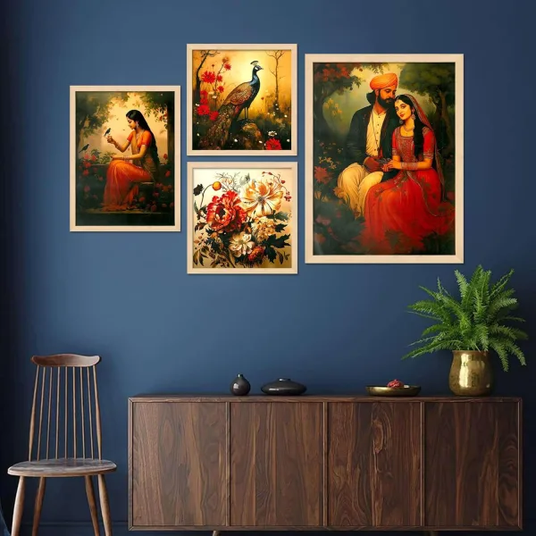 Framed Painting Set of Four for Wall Painting Decoration