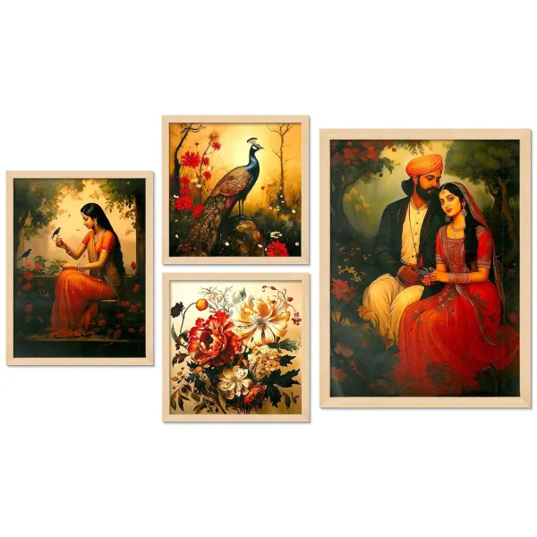 Framed Painting Set of Four for Wall Painting Decoration