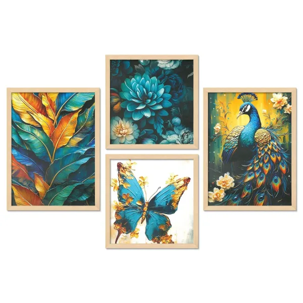 Framed Painting Set of Four for Wall Painting Decoration