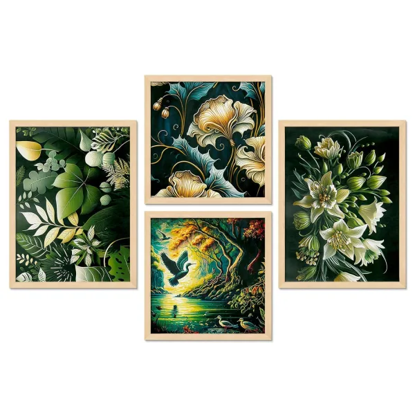 Framed Painting Set of Four for Wall Painting Decoration