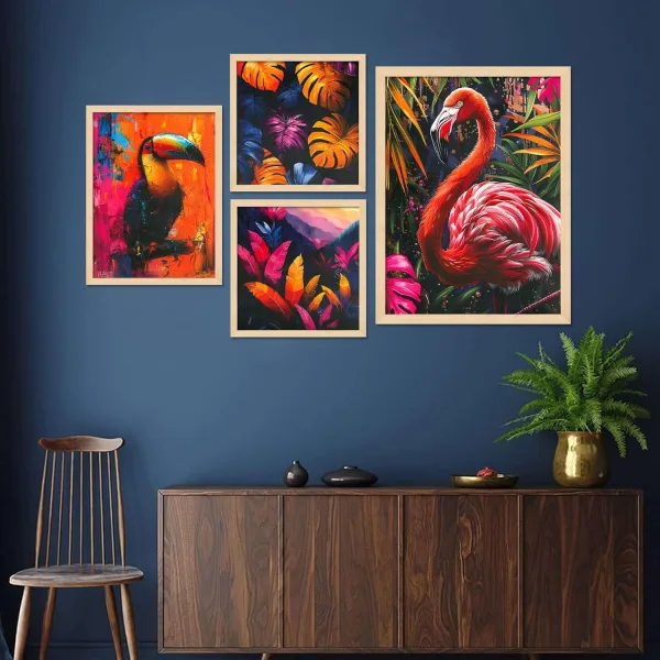 Framed Painting Set of Four for Wall Painting Decoration