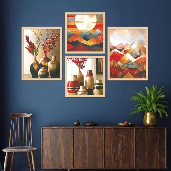 Framed Painting Set of Four for Wall Painting Decoration