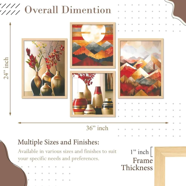 Framed Painting Set of Four for Wall Painting Decoration