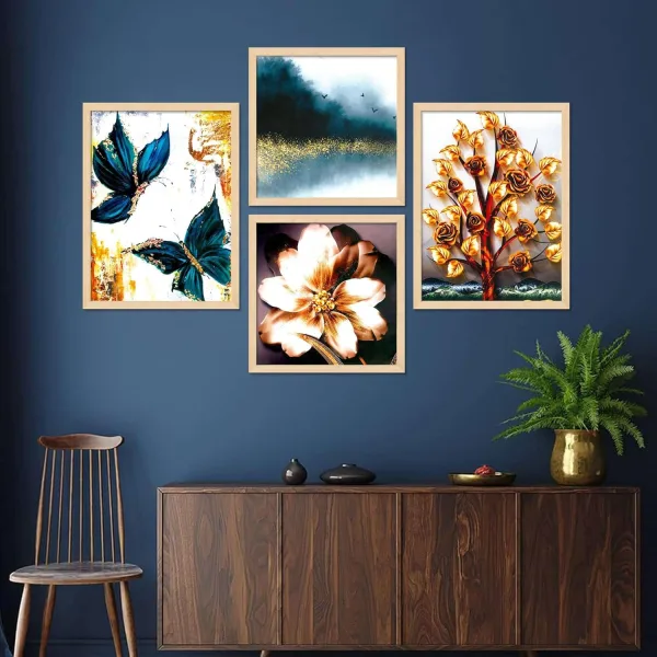 Framed Painting Set of Four for Wall Painting Decoration
