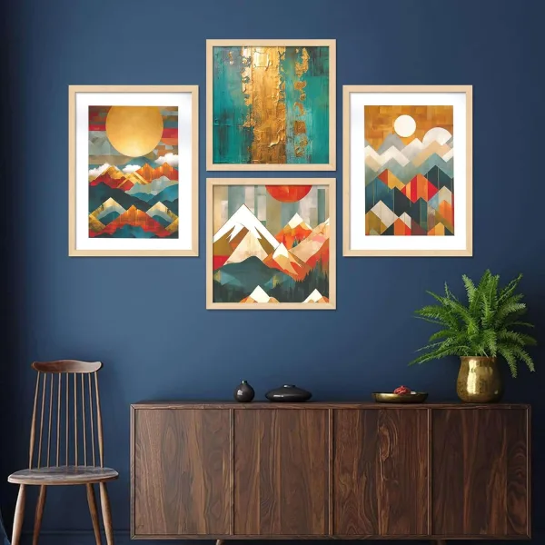 Framed Painting Set of Four for Wall Painting Decoration