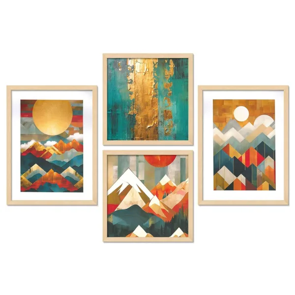 Framed Painting Set of Four for Wall Painting Decoration