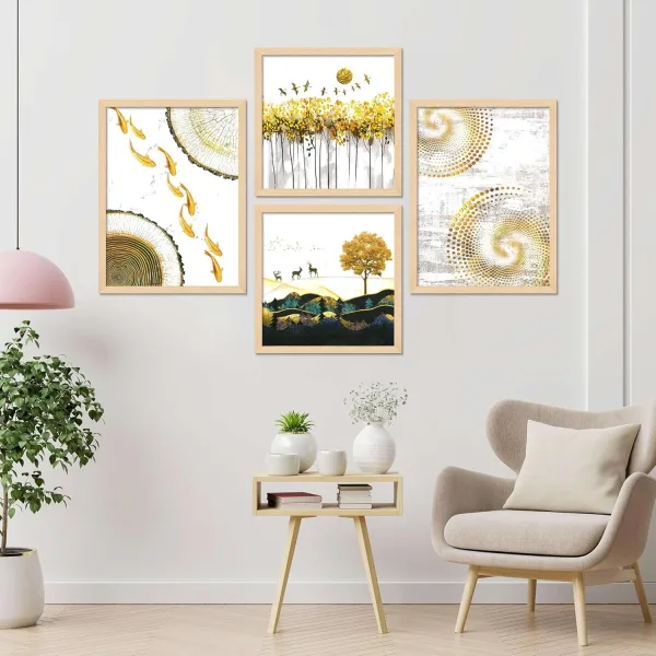 Framed Painting Set of Four for Wall Painting Decoration