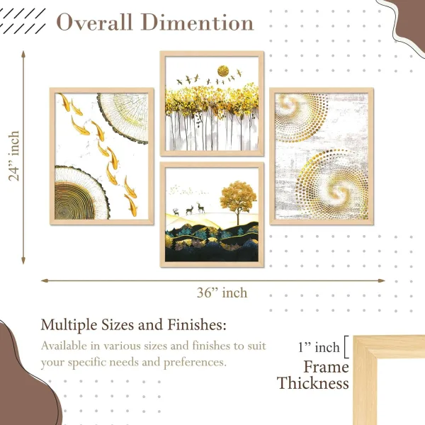 Framed Painting Set of Four for Wall Painting Decoration