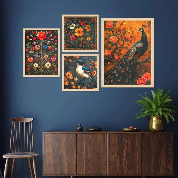 Framed Painting Set of Four for Wall Painting Decoration