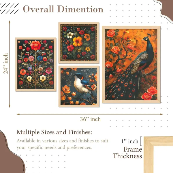 Framed Painting Set of Four for Wall Painting Decoration