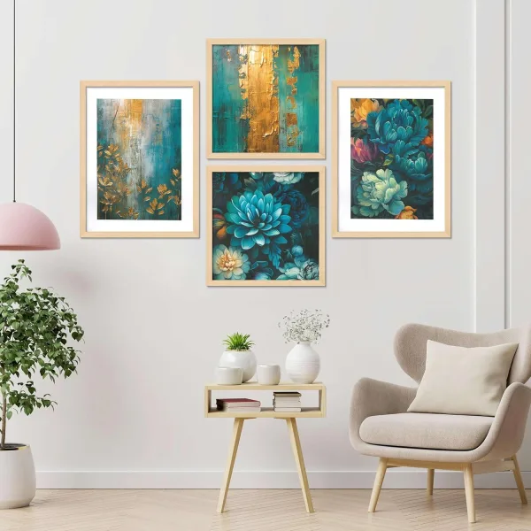 Framed Painting Set of Four for Wall Painting Decoration