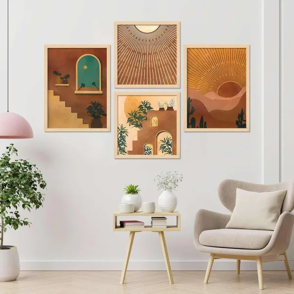 Framed Painting Set of Four for Wall Painting Decoration