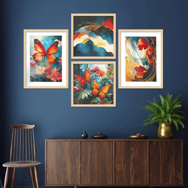Framed Painting Set of Four for Wall Painting Decoration