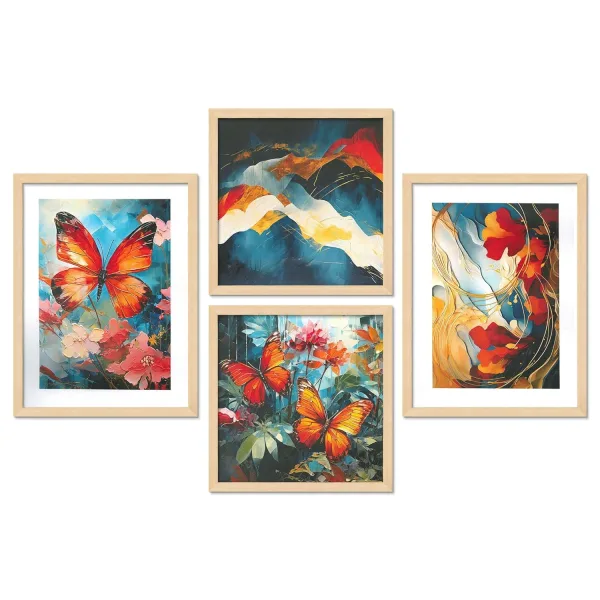Framed Painting Set of Four for Wall Painting Decoration