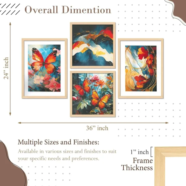 Framed Painting Set of Four for Wall Painting Decoration