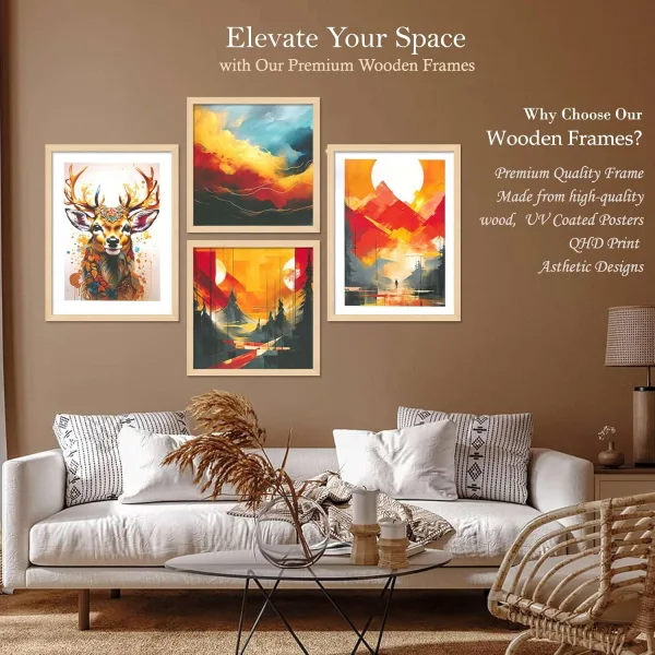 Framed Painting Set of Four for Wall Painting Decoration