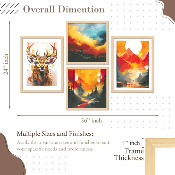 Framed Painting Set of Four for Wall Painting Decoration