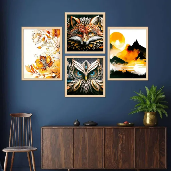 Framed Painting Set of Four for Wall Painting Decoration