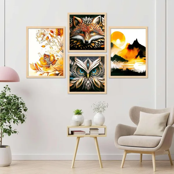 Framed Painting Set of Four for Wall Painting Decoration