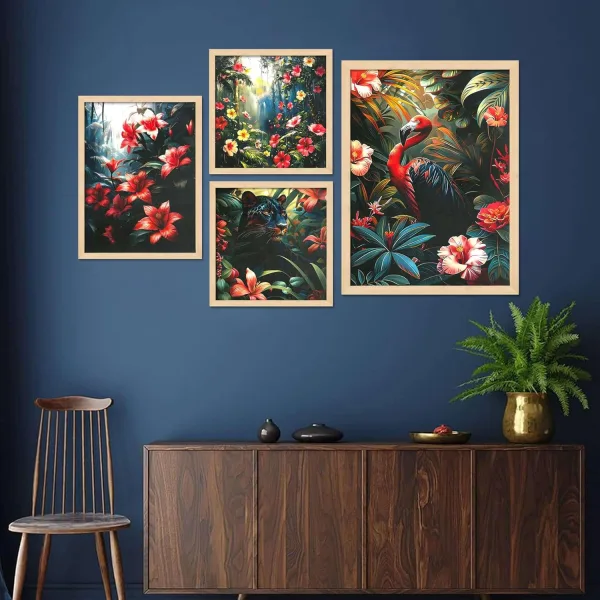 Framed Painting Set of Four for Wall Painting Decoration