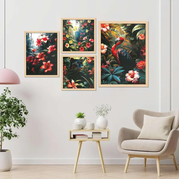 Framed Painting Set of Four for Wall Painting Decoration