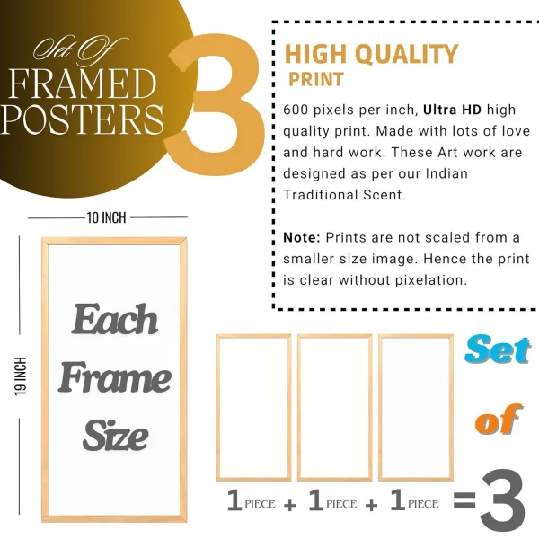 Wall Paintings Set of Three for Wall Decoration Big size Framed Wall Paintings