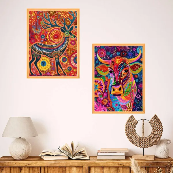 Set of Two Large Framed Wall Paintings Home Decor Art