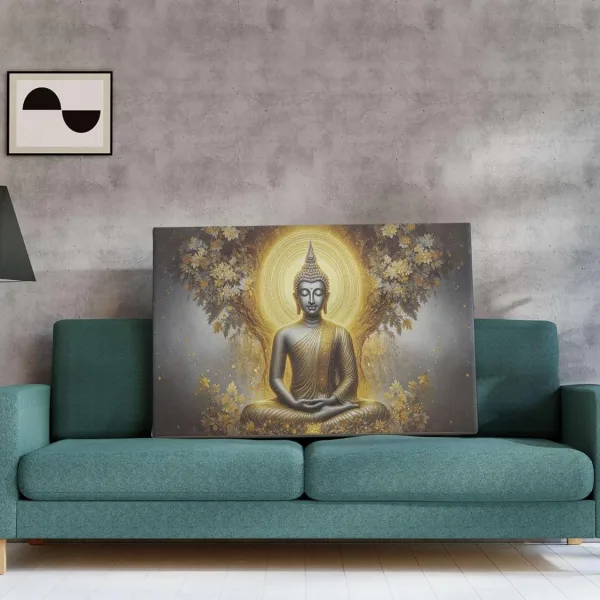 Buddha Painting with Frame Canvas Wall Art for Living Room Decor