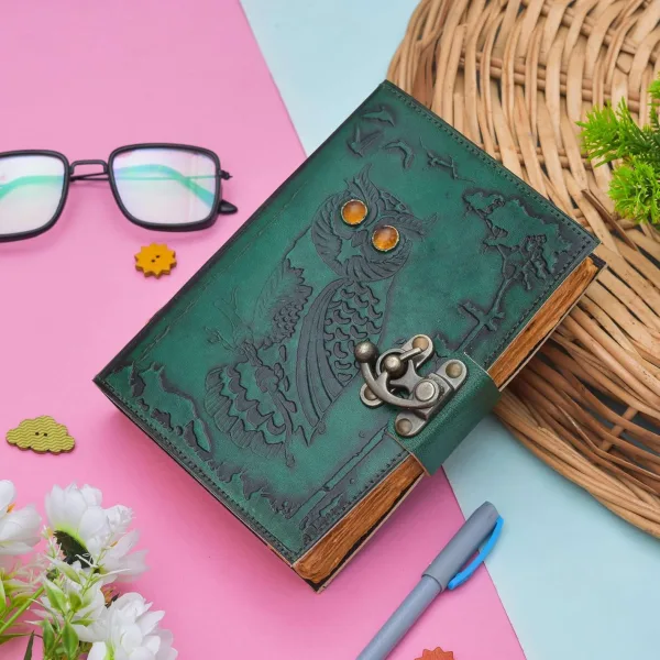 Handmade Leather Journal with White Blank Pages