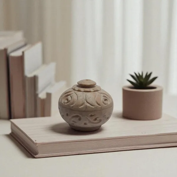 Jaali Marble Round Box 2 Decorative Storage for Home