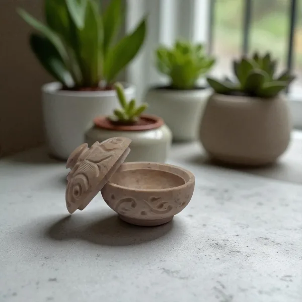 Jaali Marble Round Box 2 Decorative Storage for Home